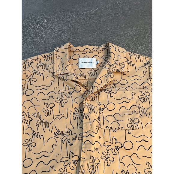 The New Society Palm Tree Collared Tan Shirt 4T EUC - Picture 2 of 5